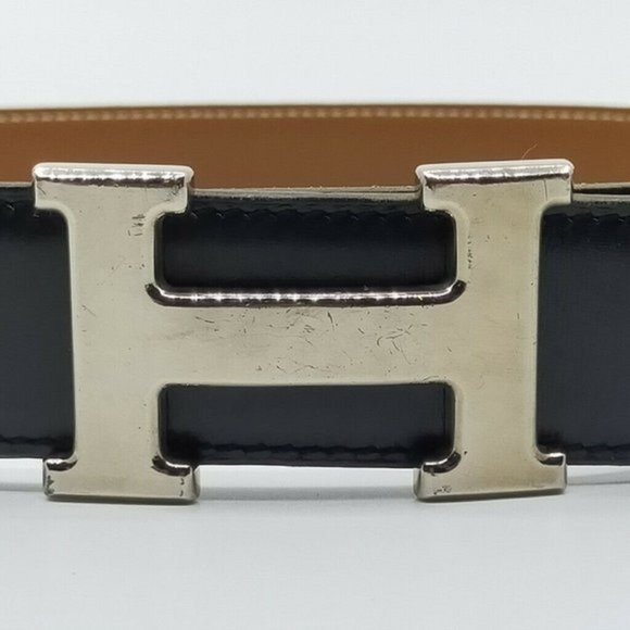 Authentic Hermes H Silver Buckle Reversible Belt main image 10